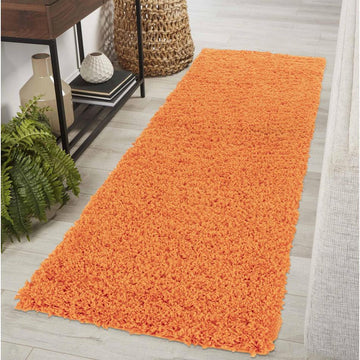 Oxford OXF00 Plain Plush Soft Stain-Resistant Textured Polypropylene Shaggy Orange Runner-Desire Rugs-Rug Love - The Most Loved Rug Store